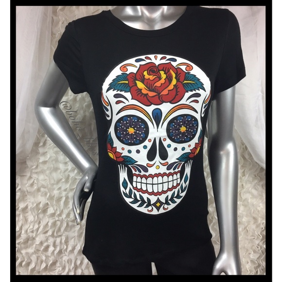 Tops - OCCASION | Ultra Soft Sugar Skull Black Tee NEW